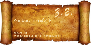 Zerbes Ernák névjegykártya
